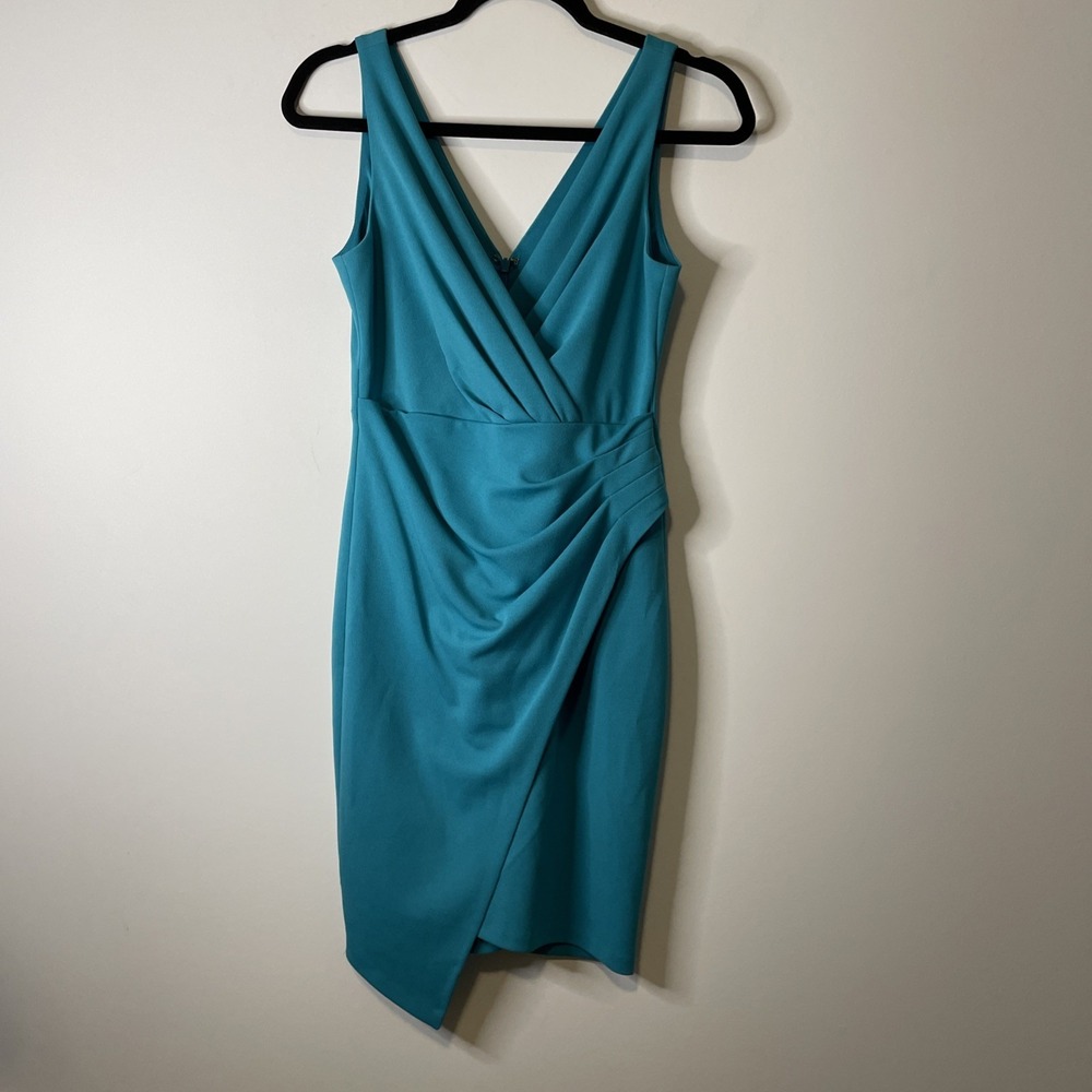 Guess Sheath Dress Women 2 Teal Faux Wrap Cocktail Party NWT